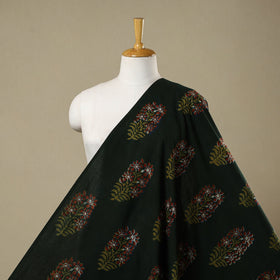 Green - natural dyed cotton nandana fabric 17 - handcrafted