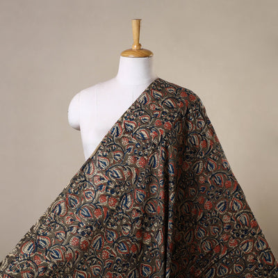 Green - natural dyed cotton pedana kalamkari fabric 12