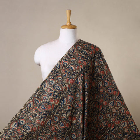 Green - natural dyed cotton pedana kalamkari fabric 12