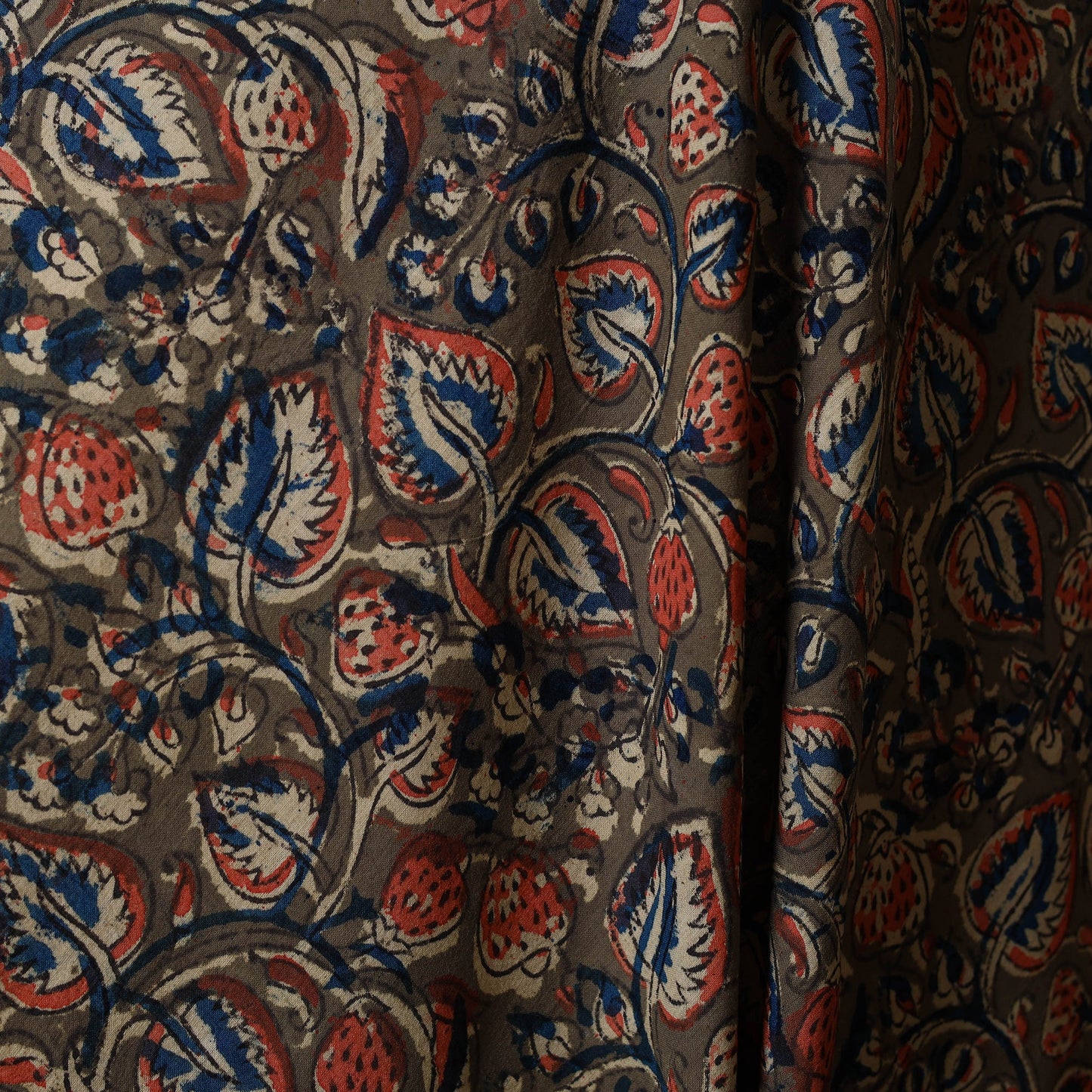 Green - natural dyed cotton pedana kalamkari fabric 12