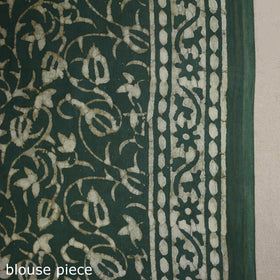 Green - natural dyed cotton pipad saree 08 - handcrafted