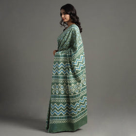 Buy Pipad Hand Block Printed Cotton Saree Online at iTokri.com
