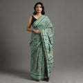 Buy Pipad Hand Block Printed Cotton Saree Online at iTokri.com