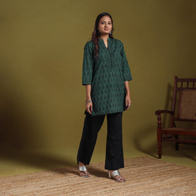 Green - natural dyed cotton short bagh kurta 07