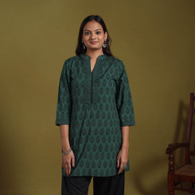 Green - natural dyed cotton short bagh kurta 07