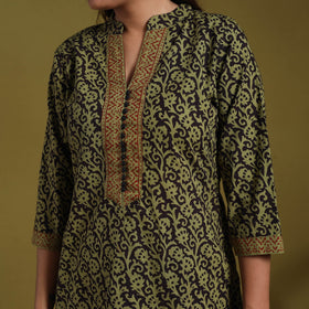 Green - natural dyed cotton short bagh kurta 08