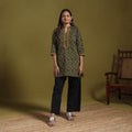 Green - natural dyed cotton short bagh kurta 08