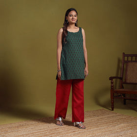 Green - natural dyed cotton short bagh kurta 03