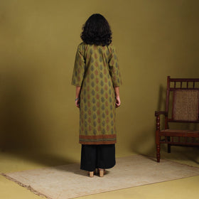 Green - natural dyed cotton straight bagh kurta 04