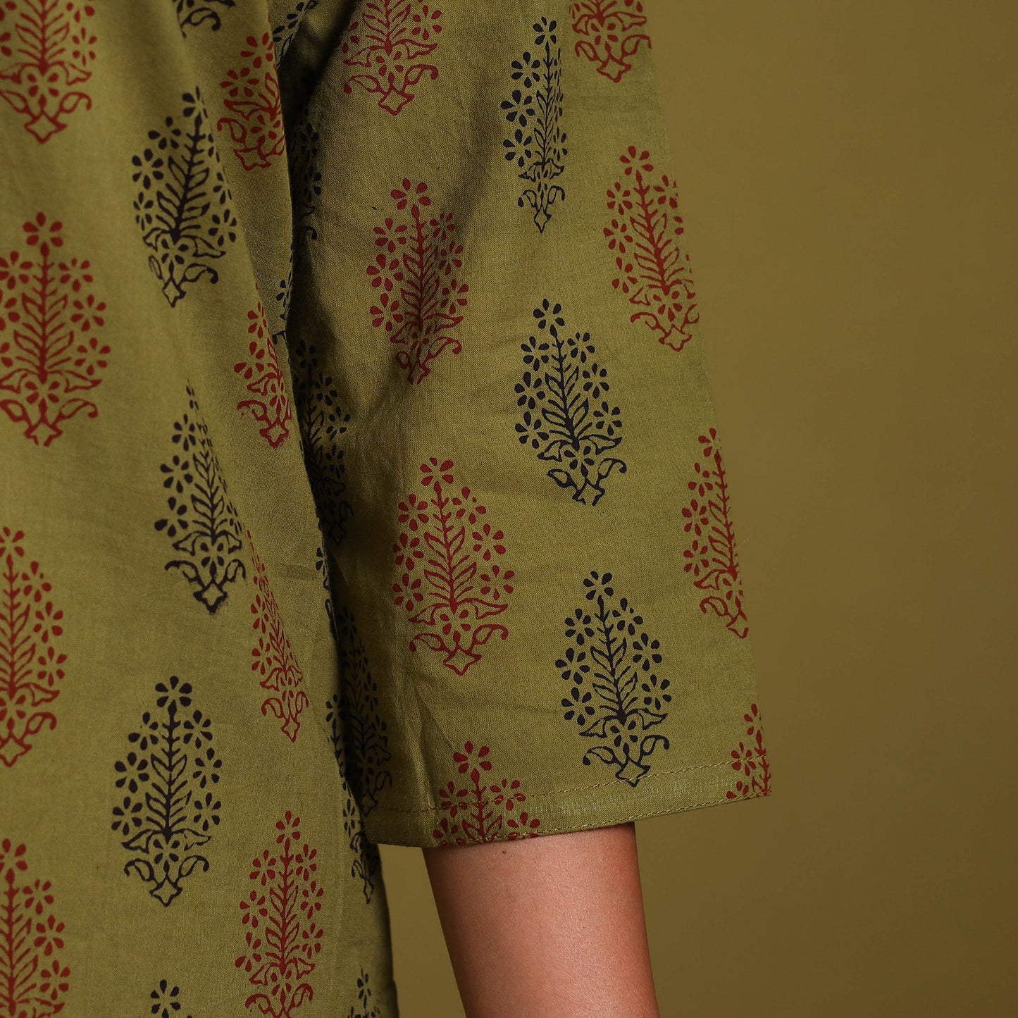 Green - natural dyed cotton straight bagh kurta 04