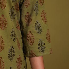 Green - natural dyed cotton straight bagh kurta 04