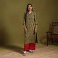 Green - natural dyed cotton straight bagh kurta 11