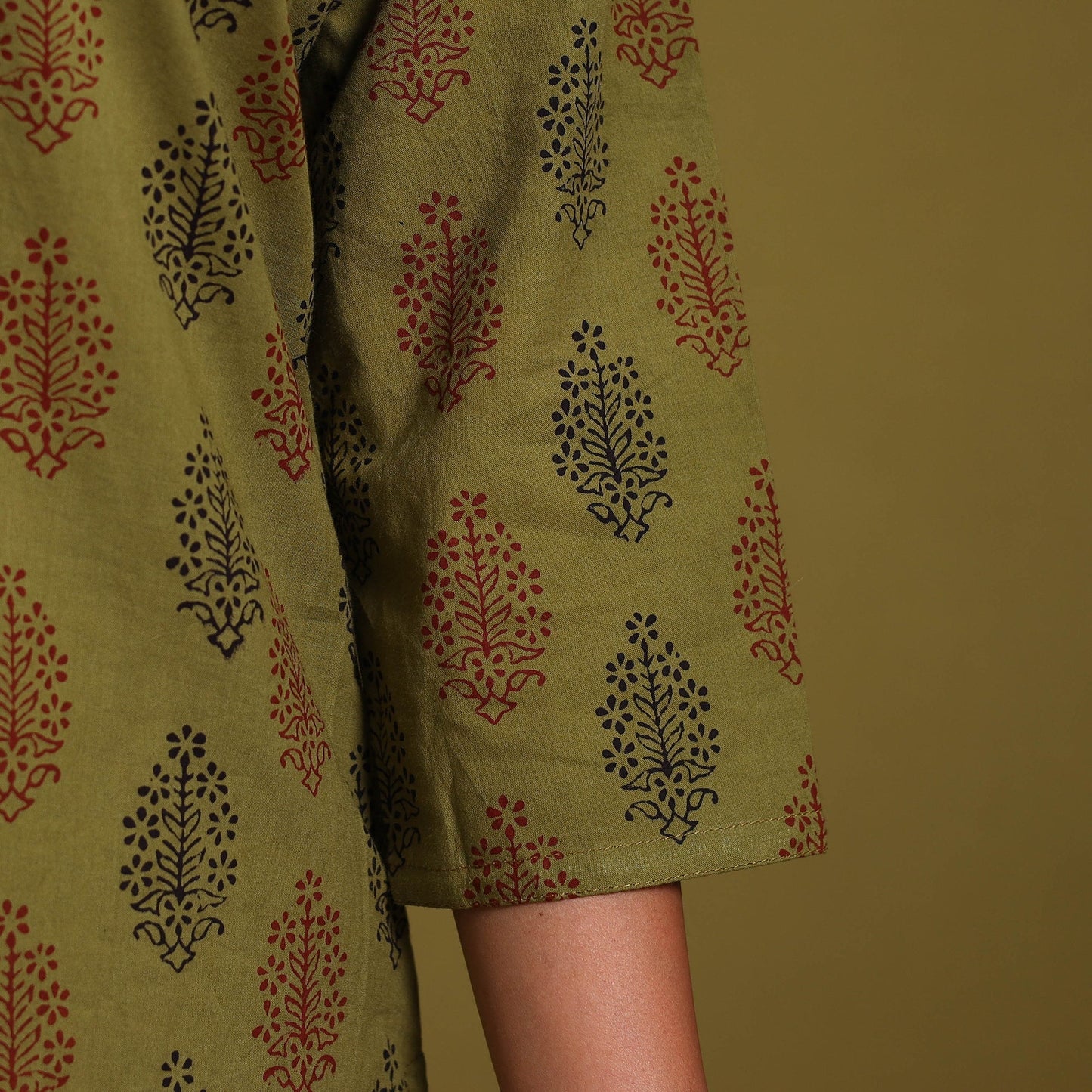 Green - natural dyed cotton straight bagh kurta 04