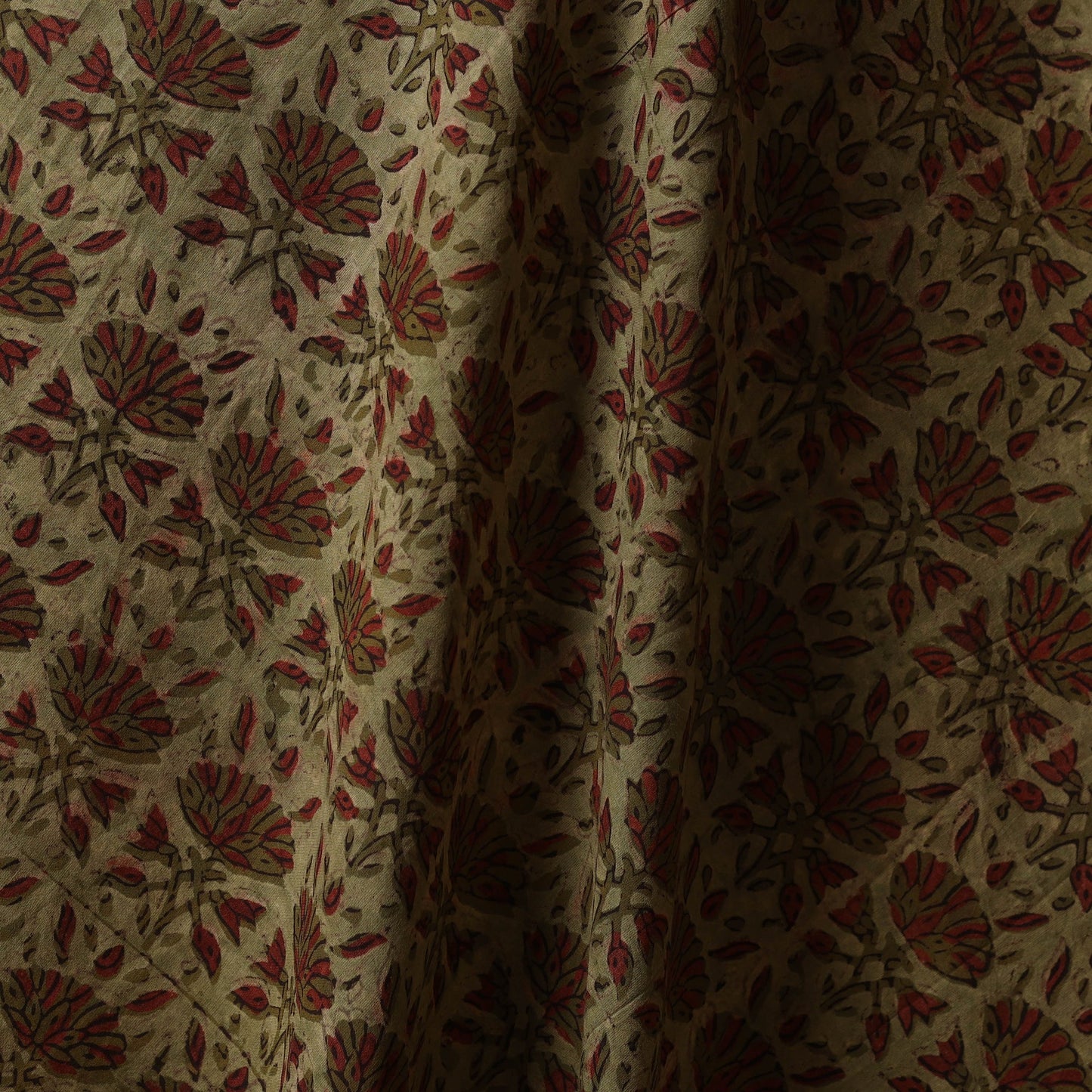 Green - natural dyed cotton vanaspati bagru fabric 13