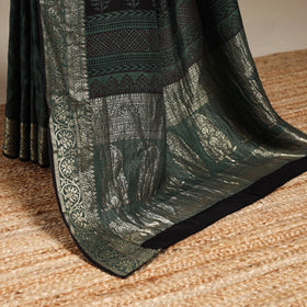 Green - natural dyed dola silk bagh saree with zari border