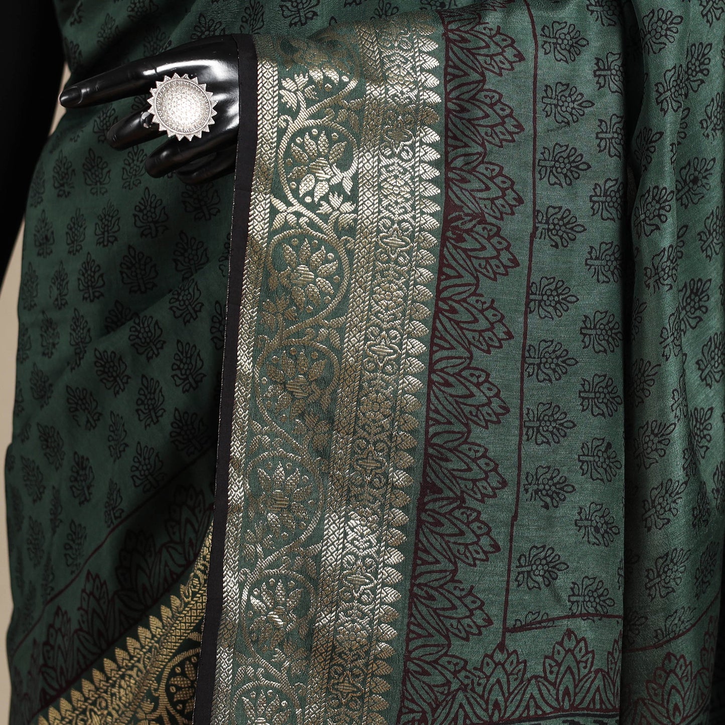 Green - natural dyed dola silk bagh saree with zari border