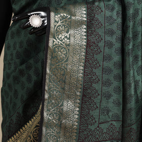 Green - natural dyed dola silk bagh saree with zari border
