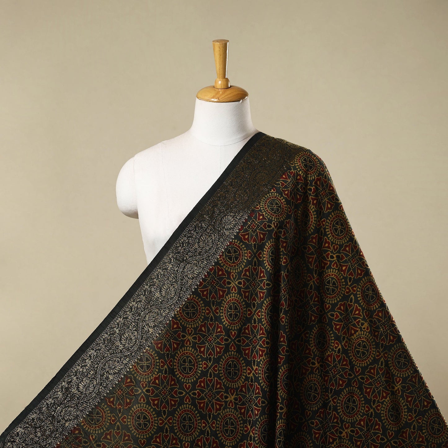 Natural dyed dola silk hand fabric 13 - handcrafted