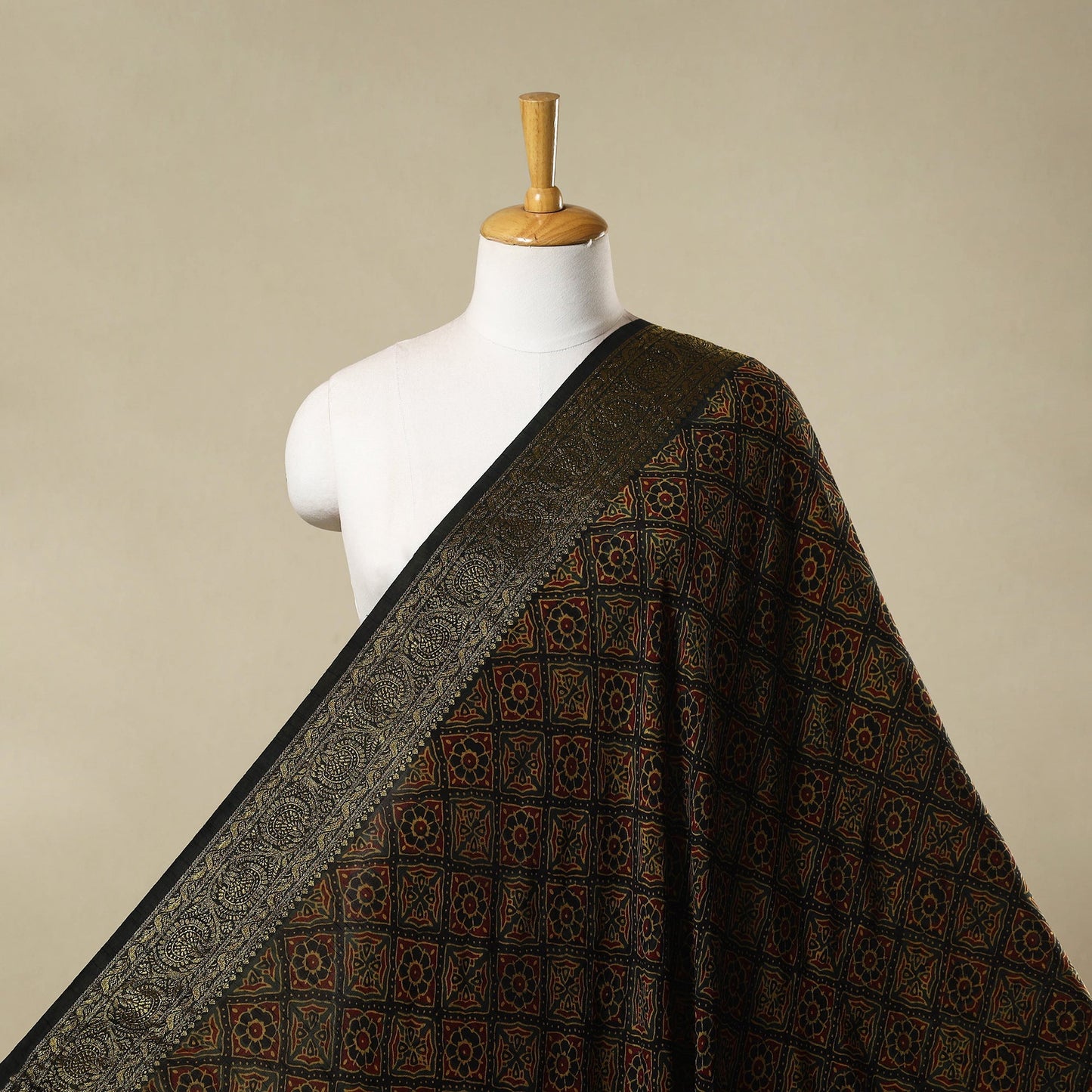 Natural dyed dola silk hand fabric 15 - handcrafted