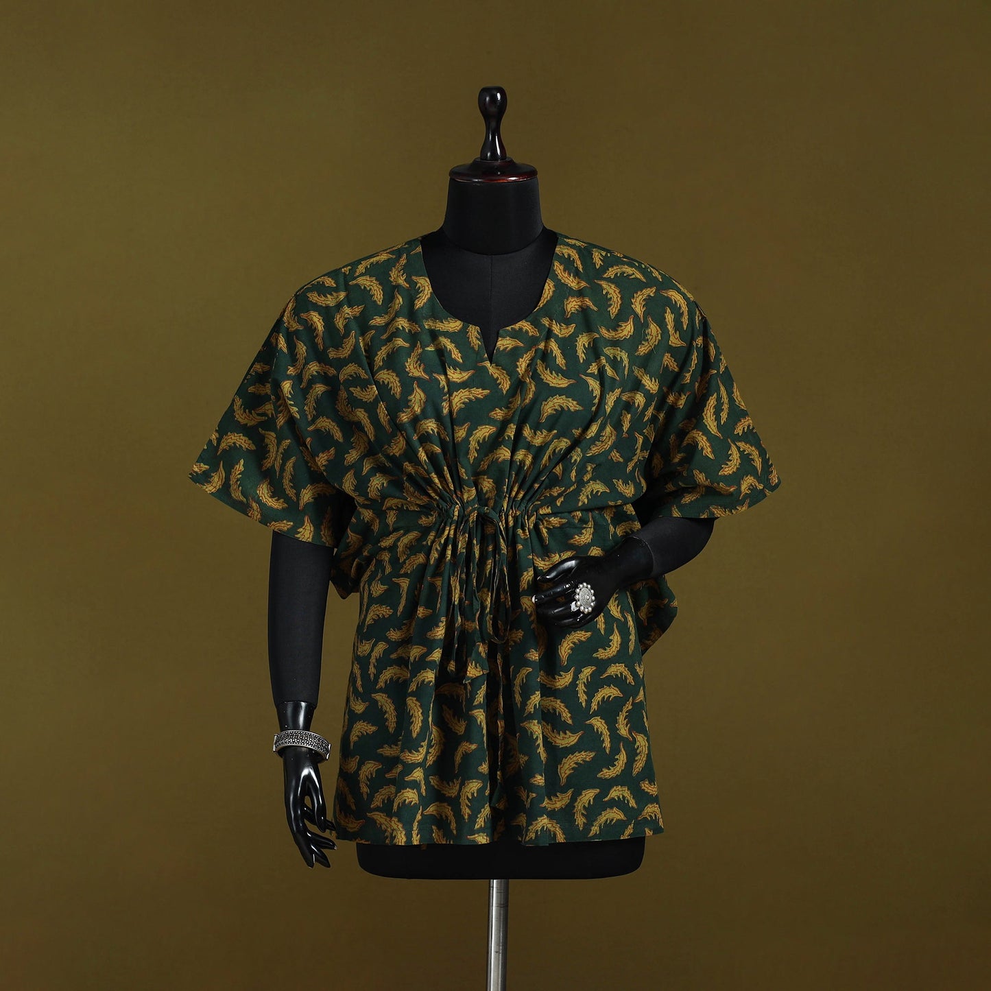 Natural dyed hand akola cotton short kaftan 47 - handcrafted