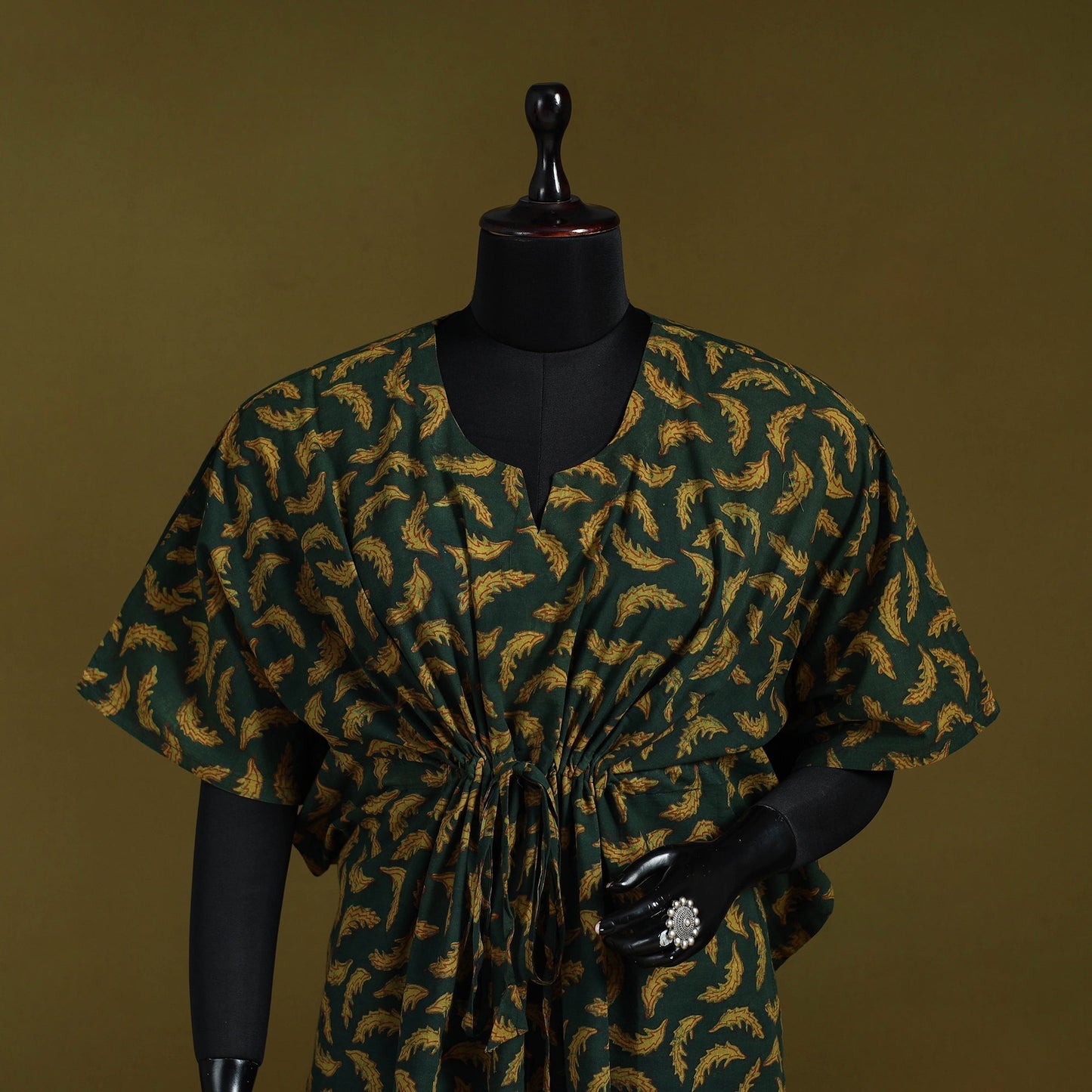 Natural dyed hand akola cotton short kaftan 47 - handcrafted