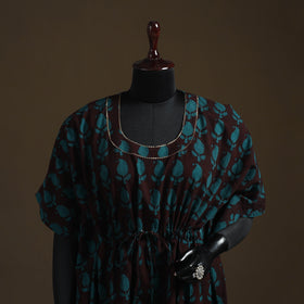 Natural dyed hand block bagh print gota work cotton kaftan