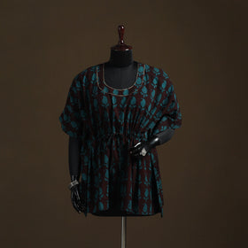 Natural dyed hand block bagh print gota work cotton kaftan