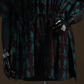 Natural dyed hand block bagh print gota work cotton kaftan