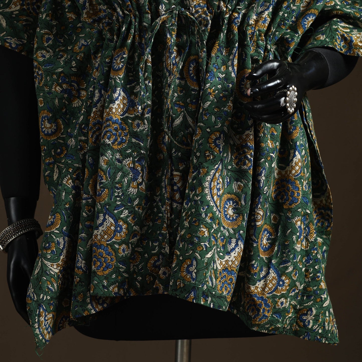 Natural dyed hand block bagru print patchwork cotton kaftan