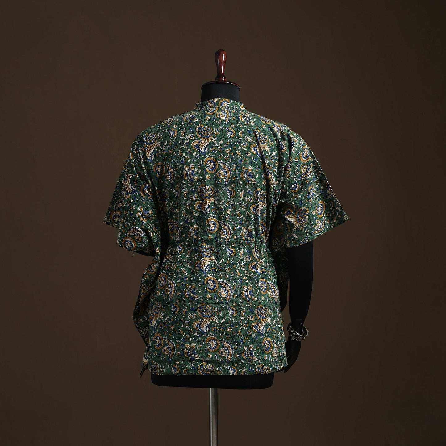 Natural dyed hand block bagru print patchwork cotton kaftan