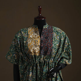 Natural dyed hand block bagru print patchwork cotton kaftan