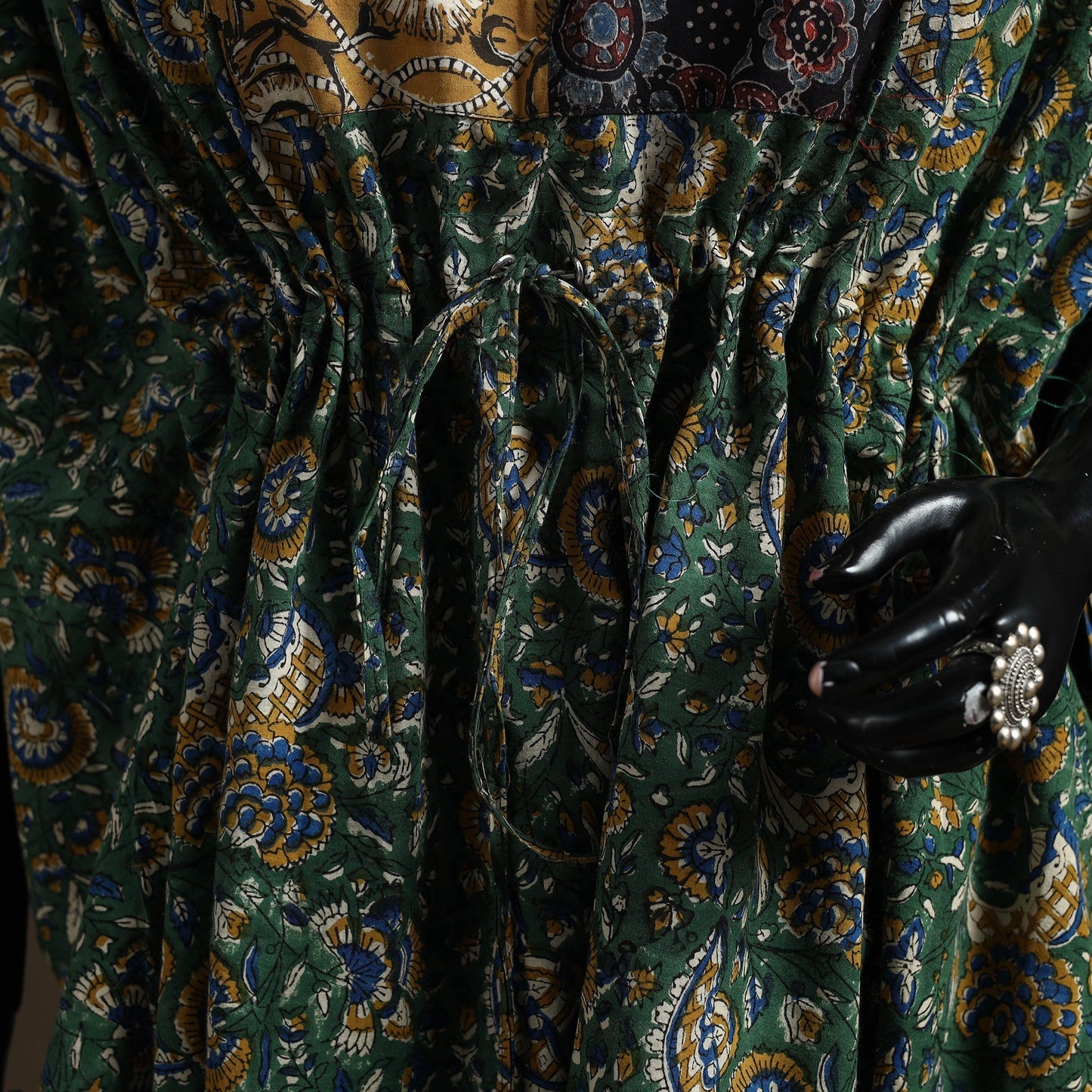 Natural dyed hand block bagru print patchwork cotton kaftan