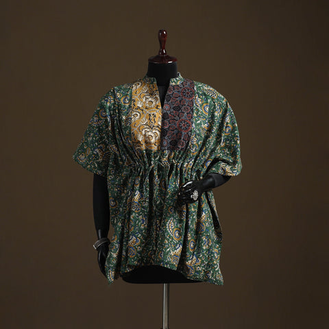 Natural dyed hand block bagru print patchwork cotton kaftan