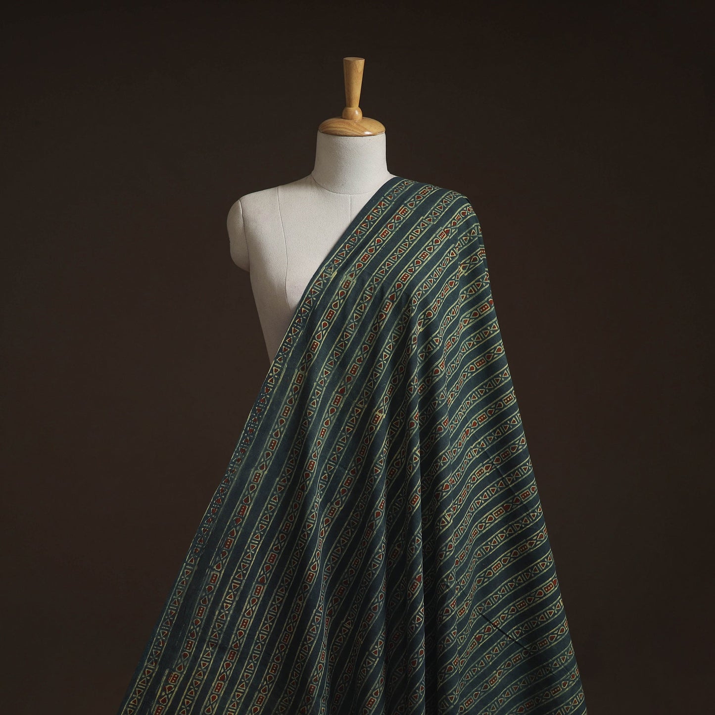 Natural dyed hand block cotton ajrakh print fabric 01