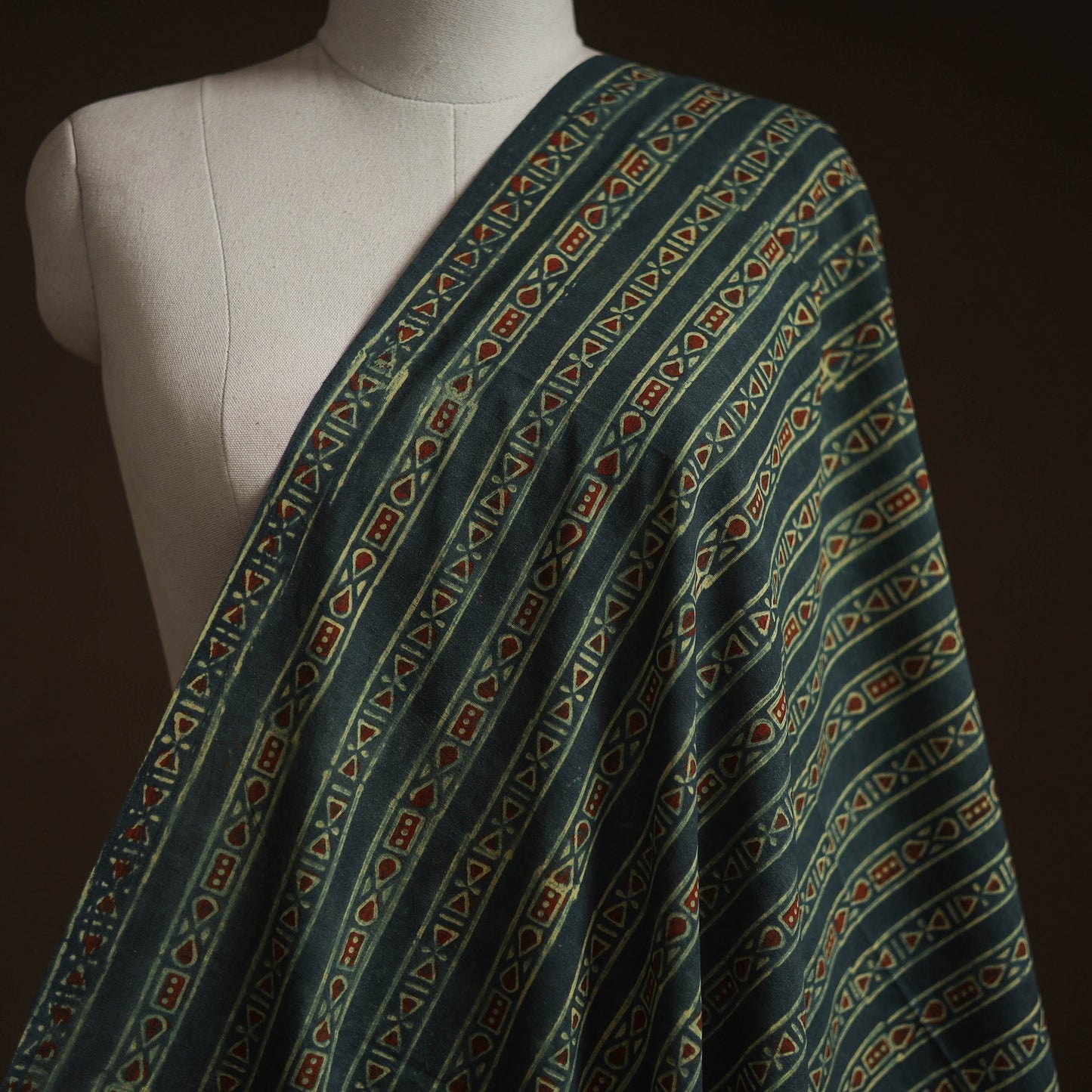Natural dyed hand block cotton ajrakh print fabric 01