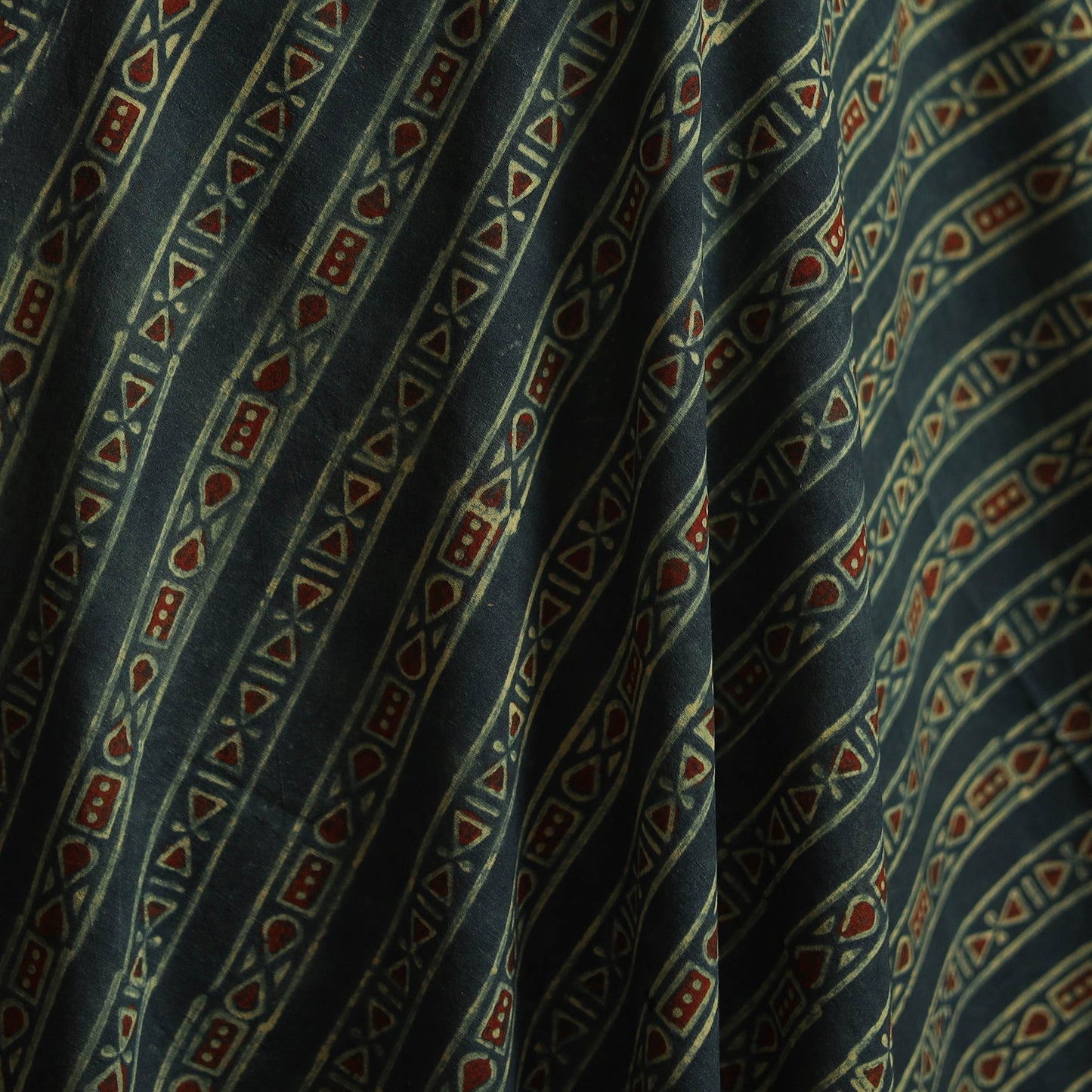 Natural dyed hand block cotton ajrakh print fabric 01