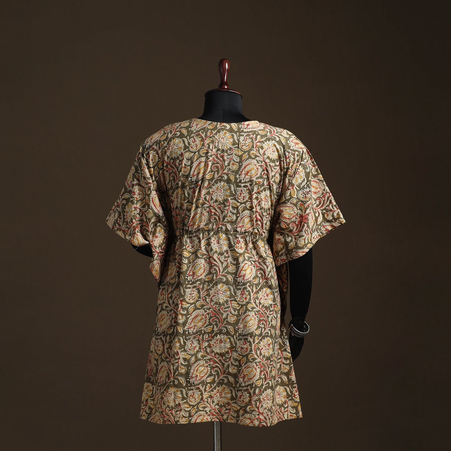 Natural dyed hand block kalamkari print cotton kaftan