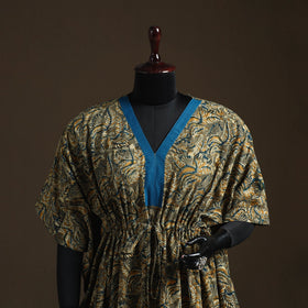 Natural dyed hand block kalamkari print cotton kaftan