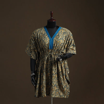 Natural dyed hand block kalamkari print cotton kaftan