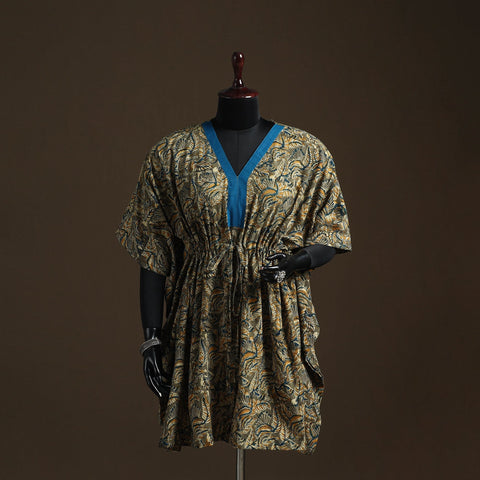 Natural dyed hand block kalamkari print cotton kaftan