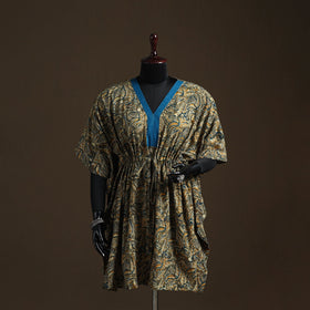Natural dyed hand block kalamkari print cotton kaftan