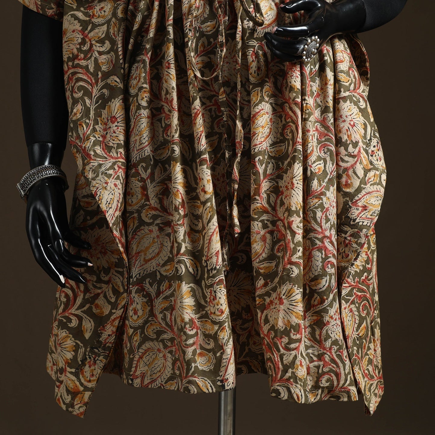 Natural dyed hand block kalamkari print cotton kaftan