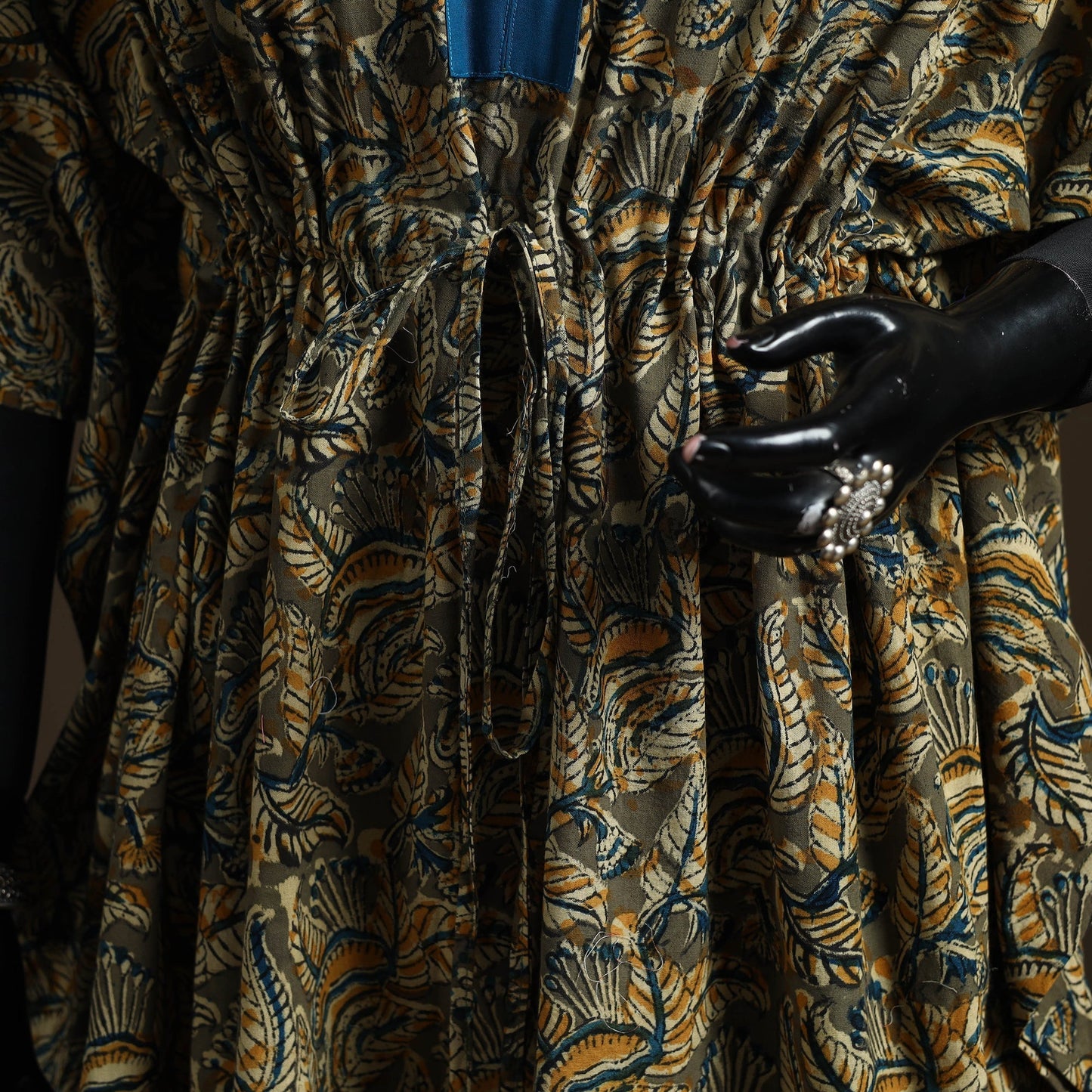 Natural dyed hand block kalamkari print cotton kaftan