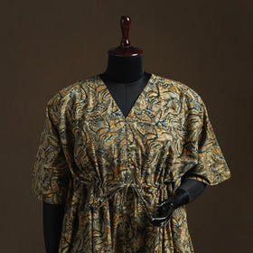 Natural dyed hand block kalamkari print cotton kaftan