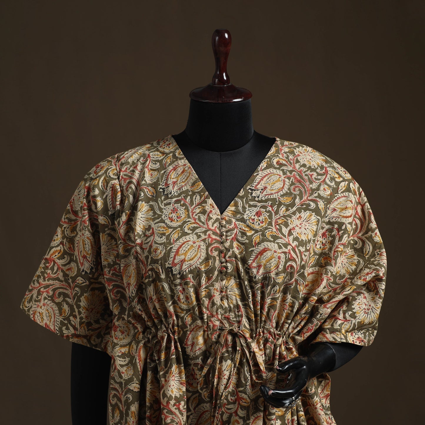 Natural dyed hand block kalamkari print cotton kaftan