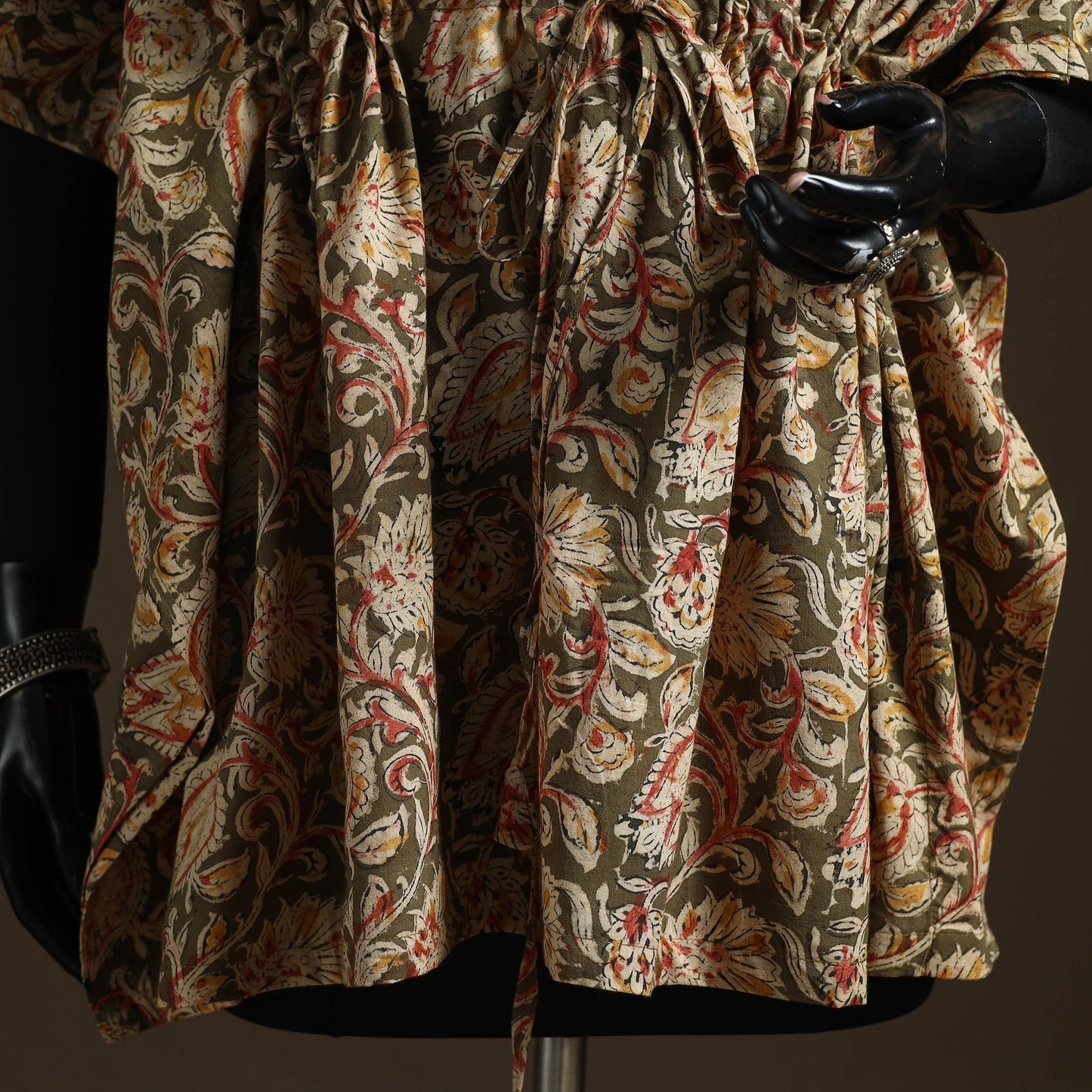 Natural dyed hand block kalamkari print cotton kaftan