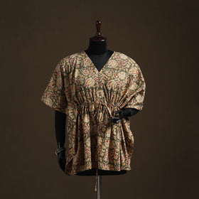 Natural dyed hand block kalamkari print cotton kaftan