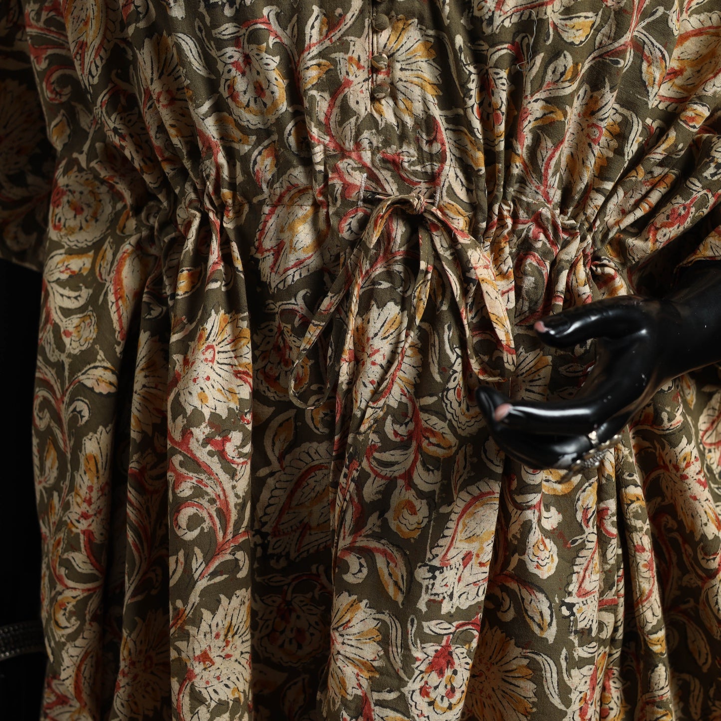 Natural dyed hand block kalamkari print cotton kaftan