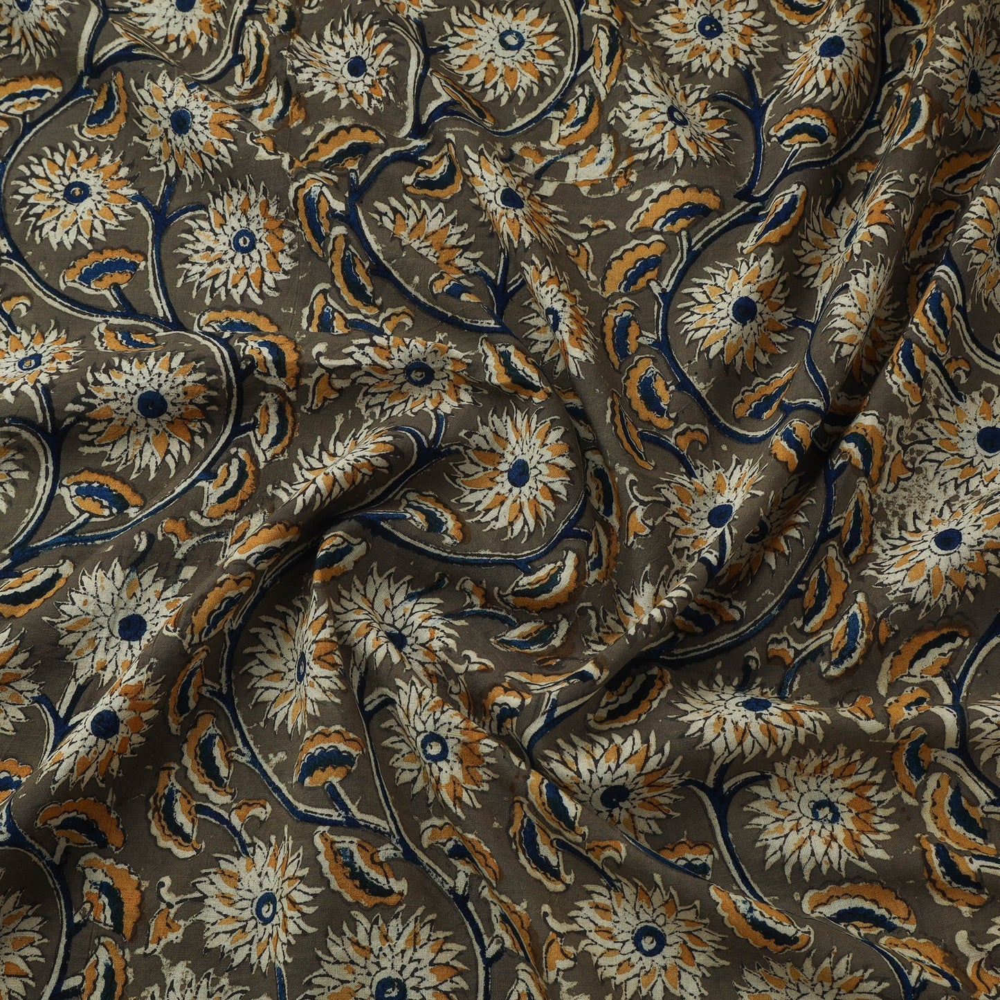 Natural dyed hand block print cotton kalamkari fabric 20