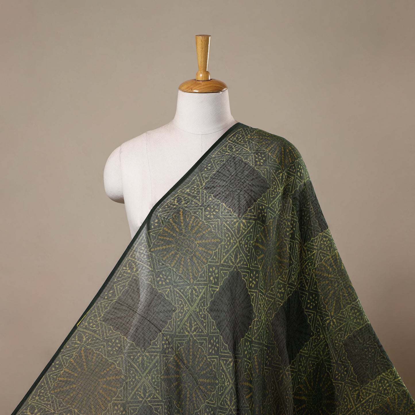 Natural dyed hand kota doria cotton fabric 13 - handcrafted